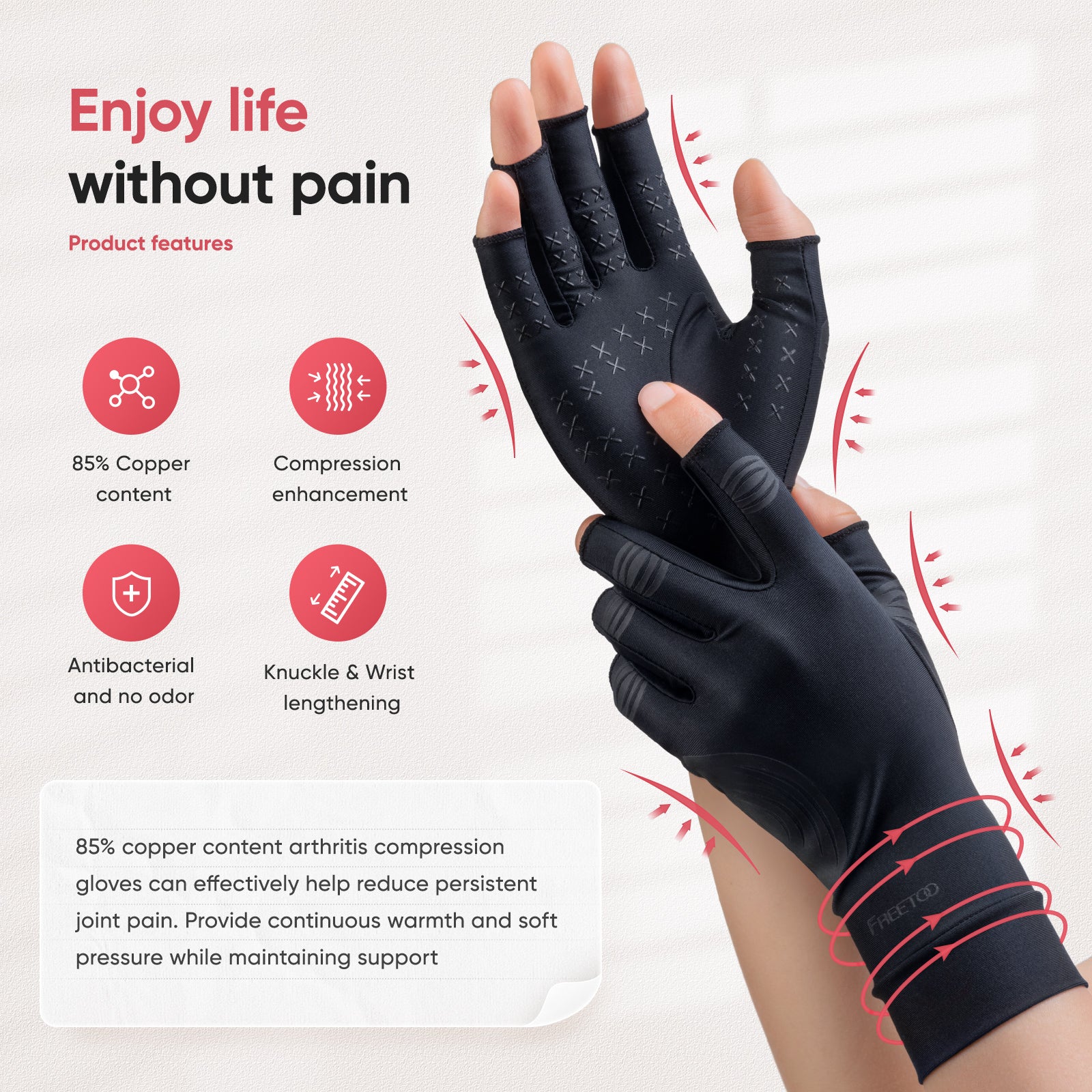 FREETOO® Copper Arthritis Compression Gloves for Women & Men