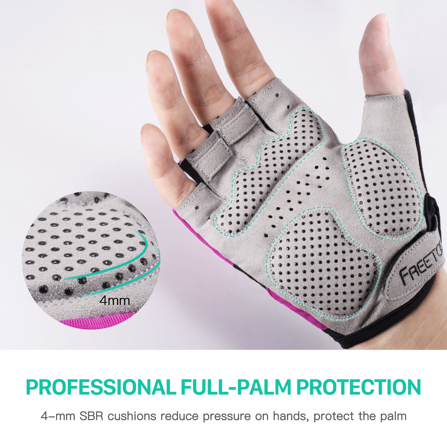 FREETOO® Palm Protection Gym Gloves with 4MM SBR Padding for Women