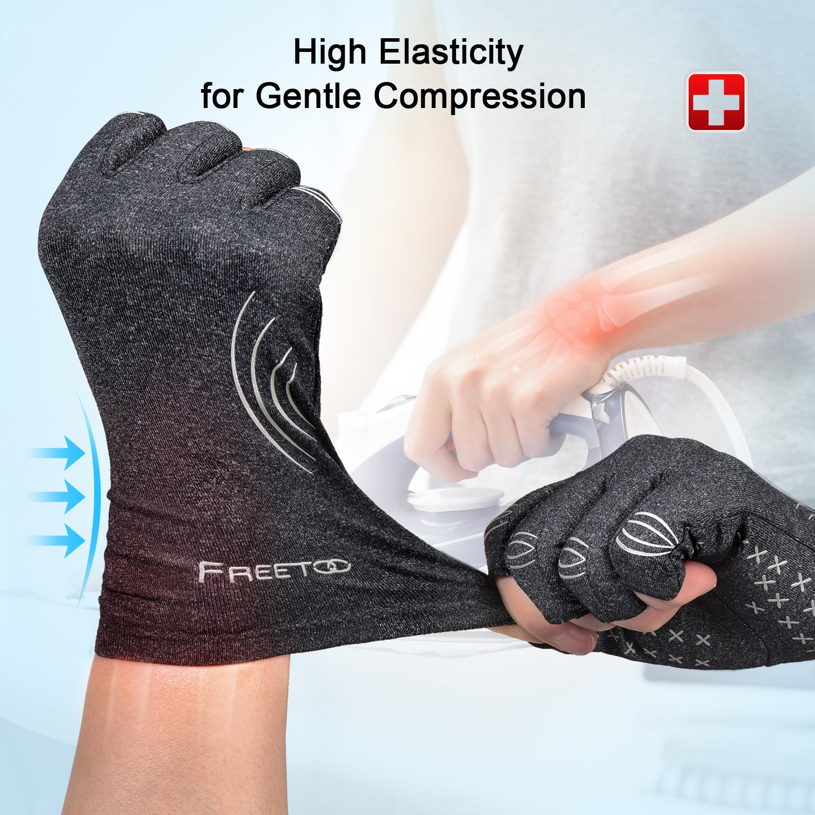 Freetoo® Fingerless Arthritis Gloves for Rheumatoid & Osteoarthritis, Osteoarthritis