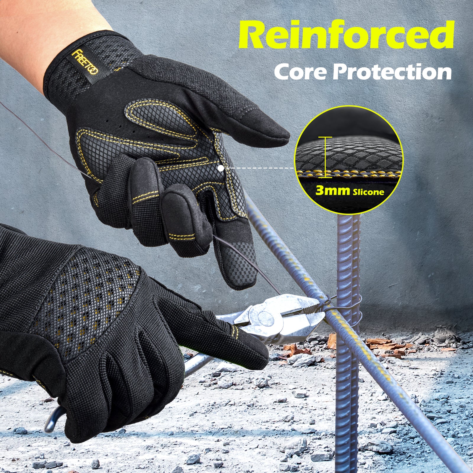 FREETOO® Breathable Safety Utility Mechanic Working Gloves for Men&Women